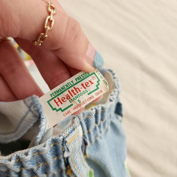 Vintage 70s Healthtex Abstract Floral Flared Pants 5t - Picture 3 of 8